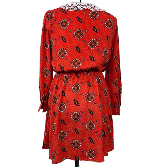 The Golden Girls Official Licensed Red Polka Dot Midi Dress with Crochet Collar - Picture 2 of 6